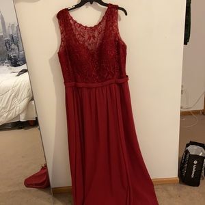 Red lace formal dress